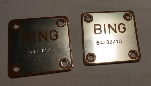 Typenschild BING Vergaser 64/32/9  & 32/10 gold / braun – Bild 2